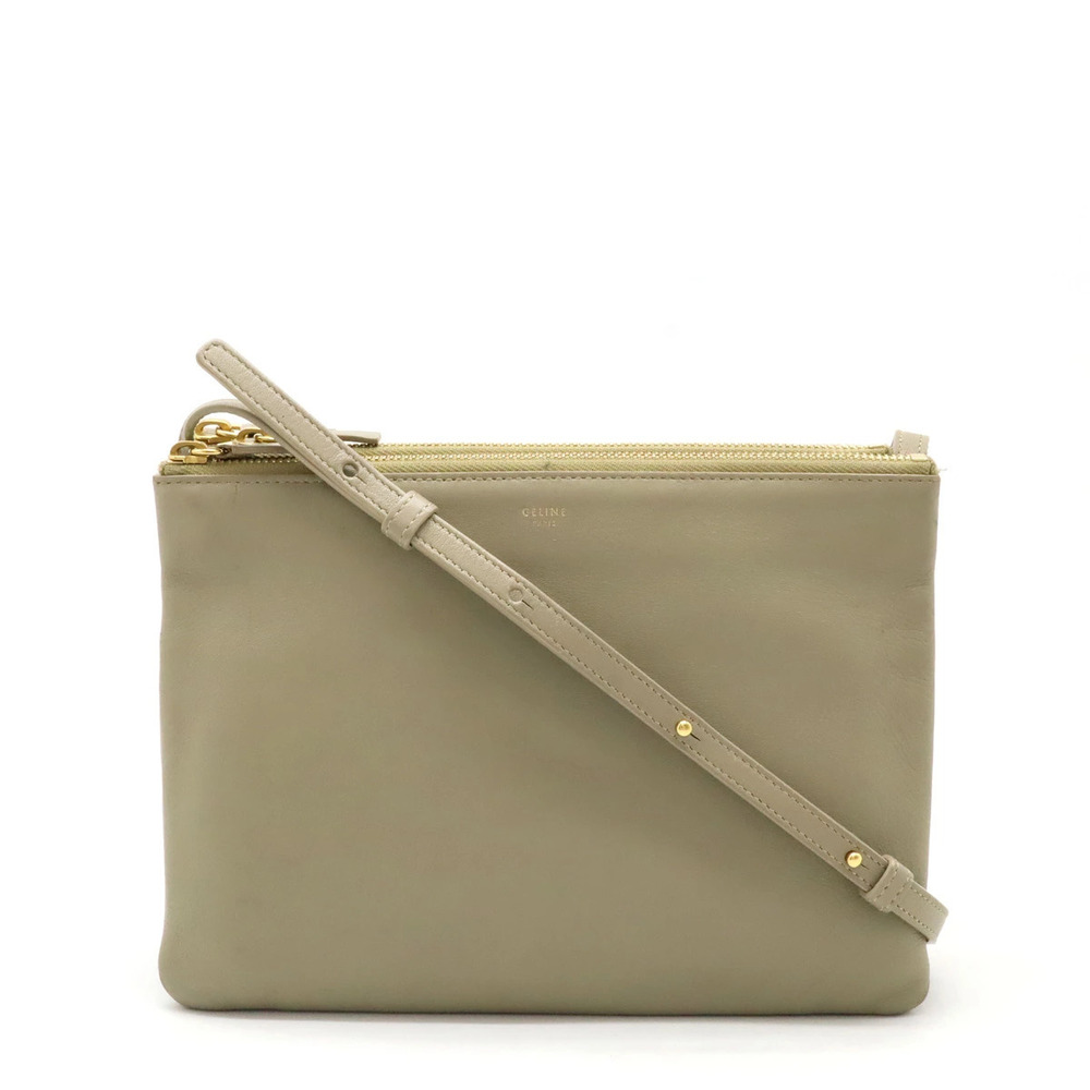 Celine Trio Crossbody Bag Leather Sand Beige Cream